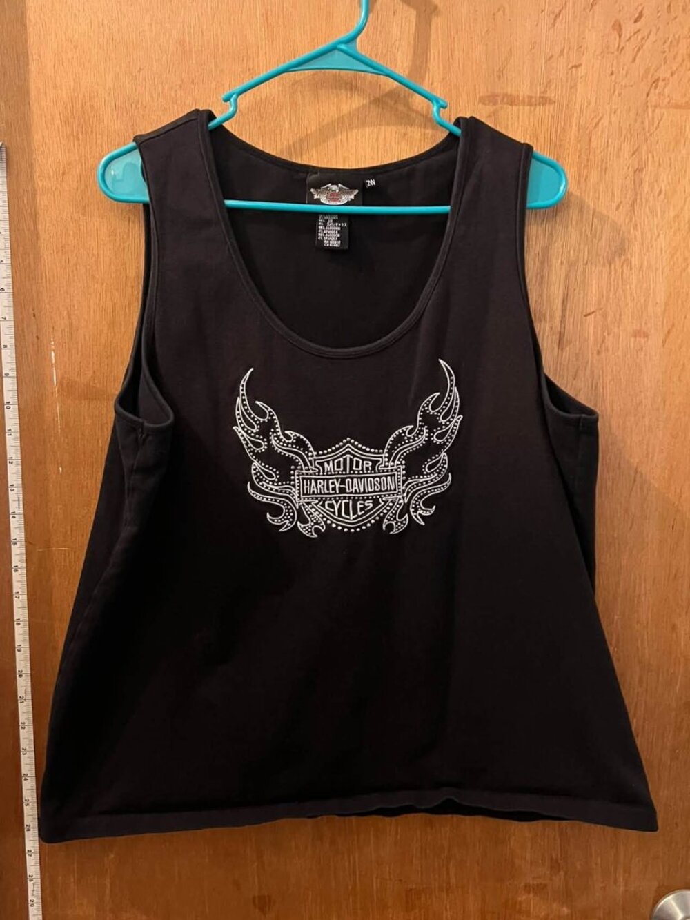 Size 2W - Harley Davidson - Black Knit Tank Top Bling Adornments